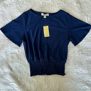 New Michael Kors Navy Blue Blouse Top Shirt Size XS